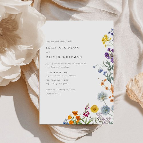 Colorful Vintage Wildflower Wedding  Invitation