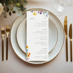 Colorful Vintage Wildflower Wedding Menu