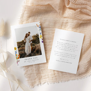 Colorful Vintage Wildflower Wedding Thank You Card