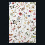 Colorful Vintage Wildflowers Butterflies Botanical Kitchen Towel<br><div class="desc">Beautiful floral design featuring colorful watercolor wildflowers in various shades of blush,  pink,  lavender,  yellow,  blue and green and vintage butterflies.</div>