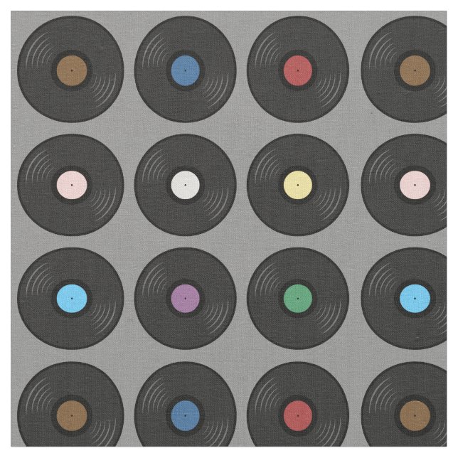 Colorful Vinyl Record classic  Fabric (Close Up)