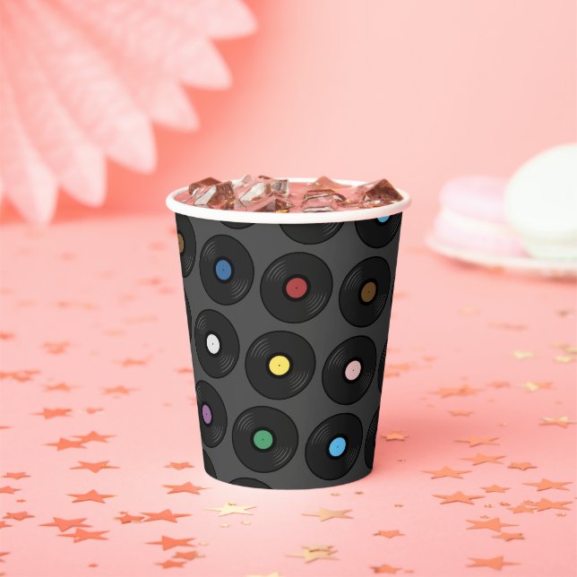Colorful Vinyl Record classic  Paper Cups (Insitu)