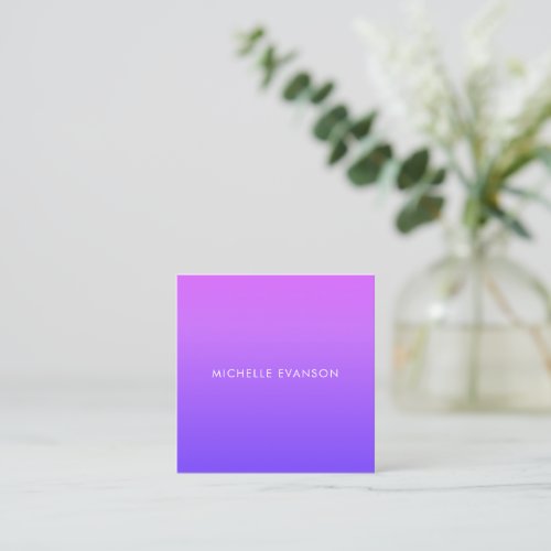 Colorful Violet Purple Gradient Minimalist Square Business Card