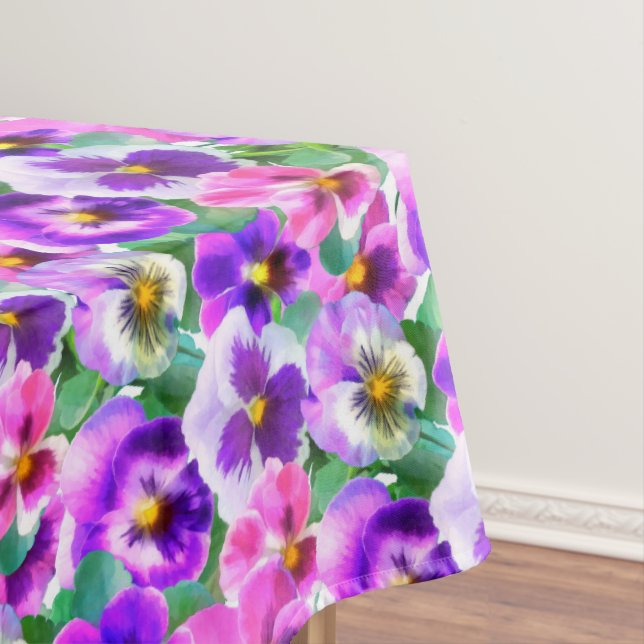 Colorful Violets Pansy Flower Pattern  Tablecloth (In Situ)