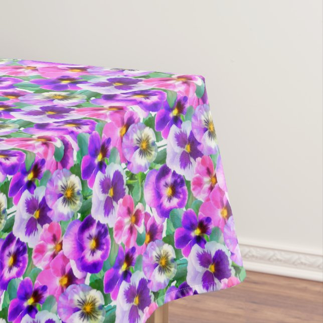 Colorful Violets Pansy Flower Pattern  Tablecloth (In Situ)