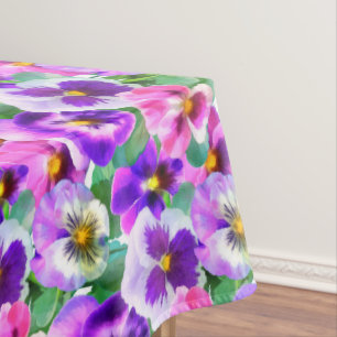 Colorful Violets Pansy Flowers Pattern Tablecloth