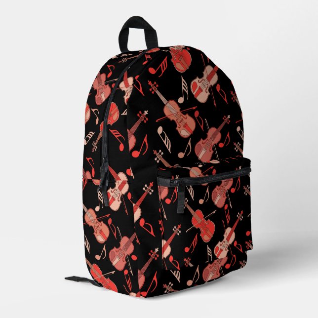 Colorful Violin Angled Printed Backpack (Back Corner Left)