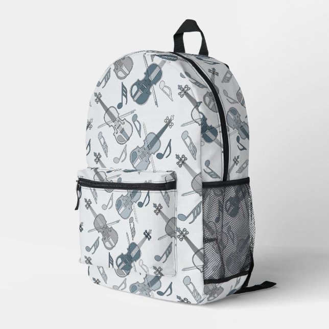 Colorful Violin Angled Printed Backpack (Back Corner Right)