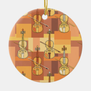 Colorful Violin Blocks Ceramic Ornament