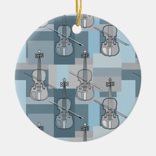 Colorful Violin Blocks Ceramic Ornament (Front)