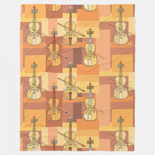 Colorful Violin Blocks Fleece Blanket (Front)