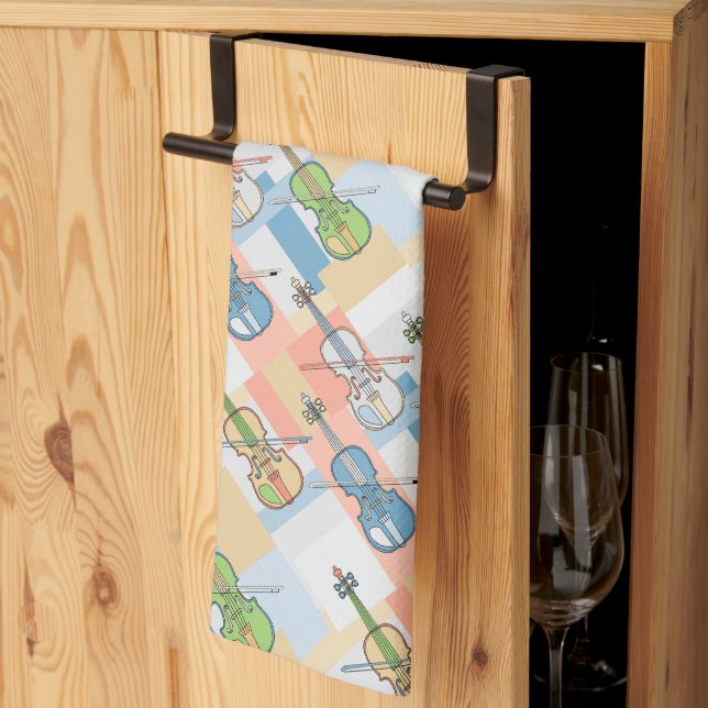 Colorful Violin Blocks Kitchen Towel (Thirds Fold)