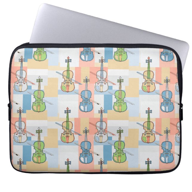 Colorful Violin Blocks Laptop Sleeve (Front)
