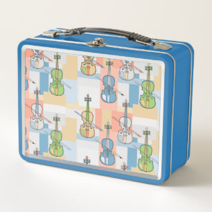 Colorful Violin Blocks Metal Lunch Box