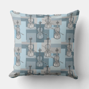 Colorful Violin Blocks Throw Pillow