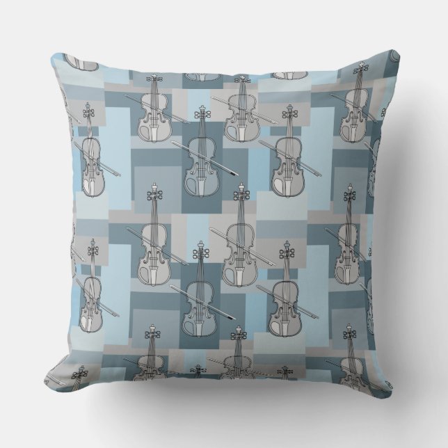 Colorful Violin Blocks Throw Pillow (Front)