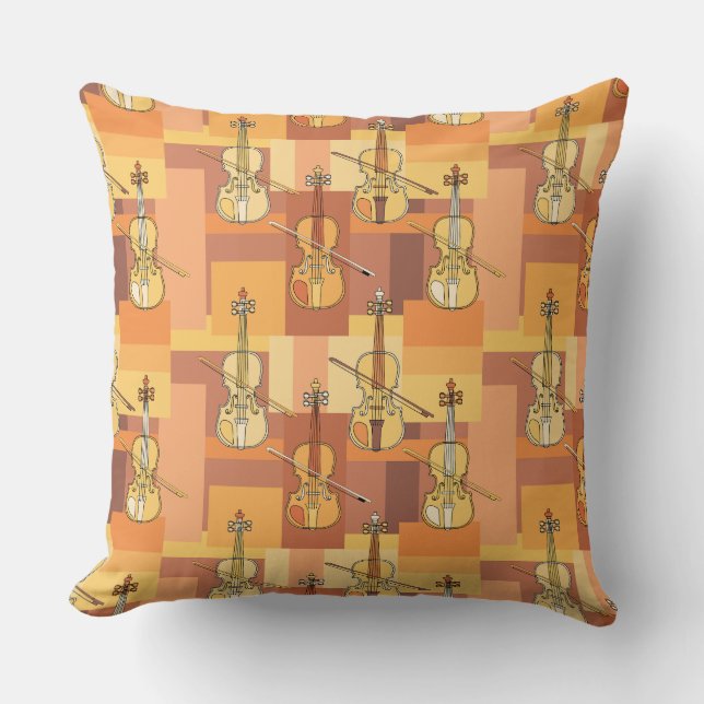 Colorful Violin Blocks Throw Pillow (Front)