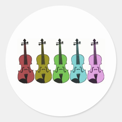 Colorful Violin Classic Round Sticker