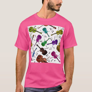 Colorful Violin Seamless Pattern T-Shirt