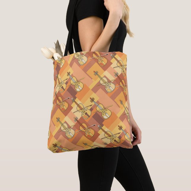 Colorful Violins Blue Gray Tote Bag (Close Up)