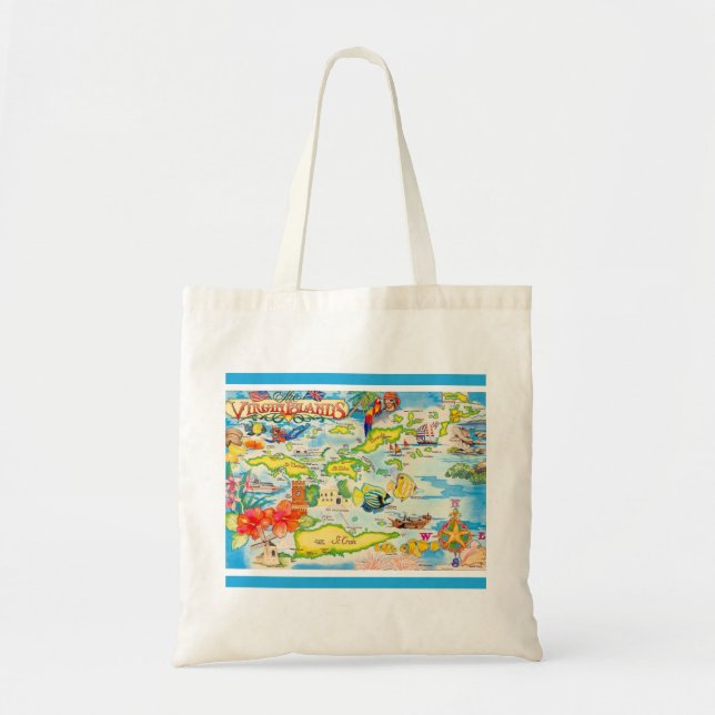 Colorful Virgin Islands Map Tote Bag (Front)