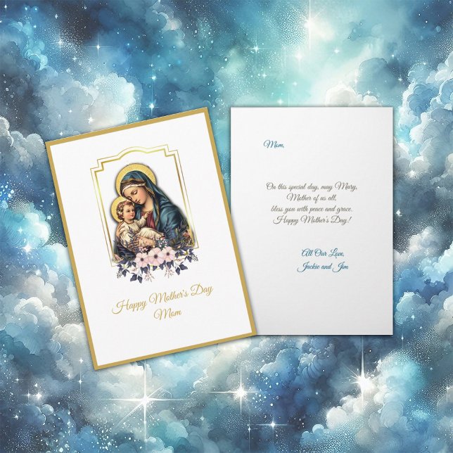 Colorful Virgin Mary With Baby Jesus Mother's Day Card (Creator Uploaded)