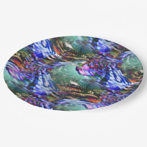 Colorful virtual image fluctuation over battleship paper plates