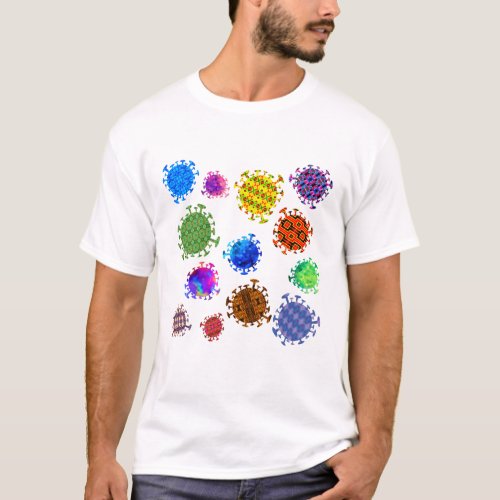 Colorful Virus Mutations Pattern T_Shirt