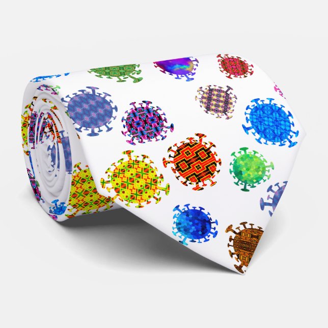 Colorful Virus Variations Pattern Neck Tie (Rolled)
