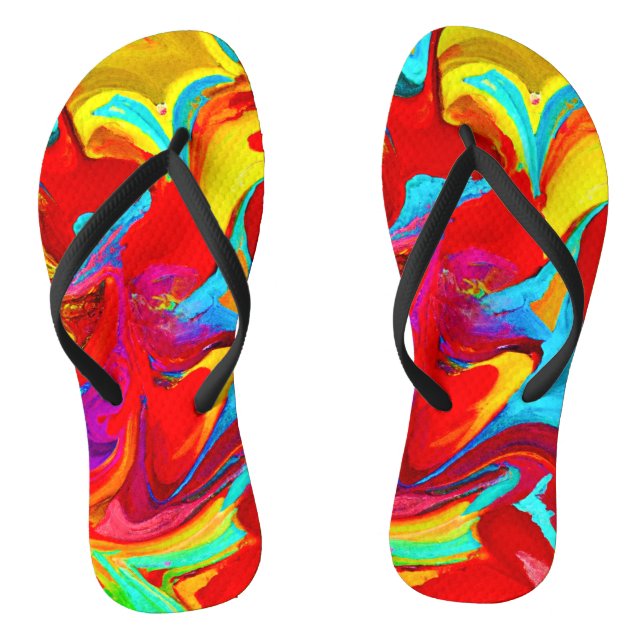 Colorful Vivid Abstract Pattern Flip Flops (Footbed)
