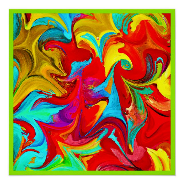 Colorful Vivid Abstract Pattern Poster (Front)