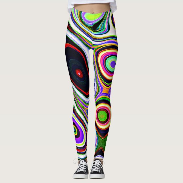 Colorful Vivid Abstraction Pattern Leggings (Front)