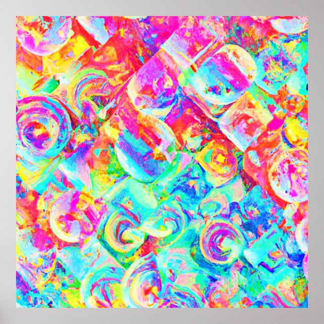 Colorful Vivid Abstraction Pattern Poster (Front)