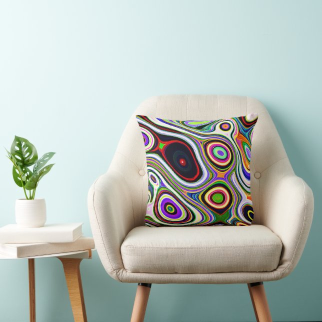 Colorful Vivid Abstraction Pattern Throw Pillow (Chair)