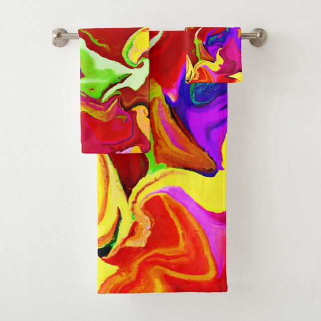 Colorful Vivid Abstractions Pattern Bath Towel Set (Insitu)