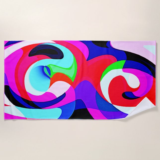 Colorful Vivid Abstractions Pattern Beach Towel (Front)