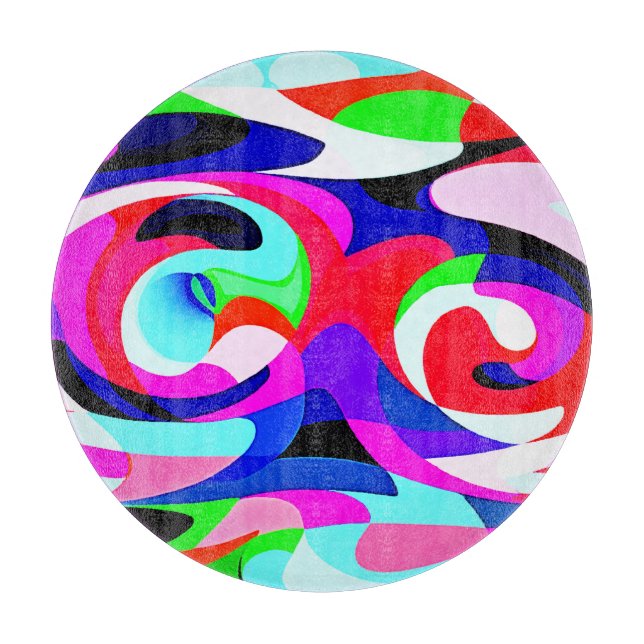 Colorful Vivid Abstractions Pattern Cutting Board (Front)