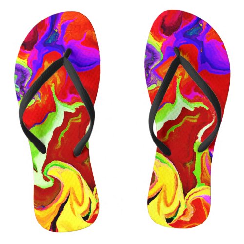 Colorful Vivid Abstractions Pattern Flip Flops