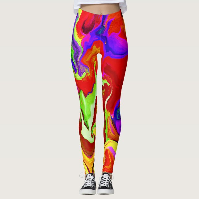 Colorful Vivid Abstractions Pattern Leggings (Front)