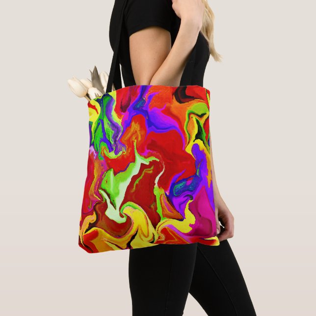Colorful Vivid Abstractions Pattern Tote Bag (Close Up)