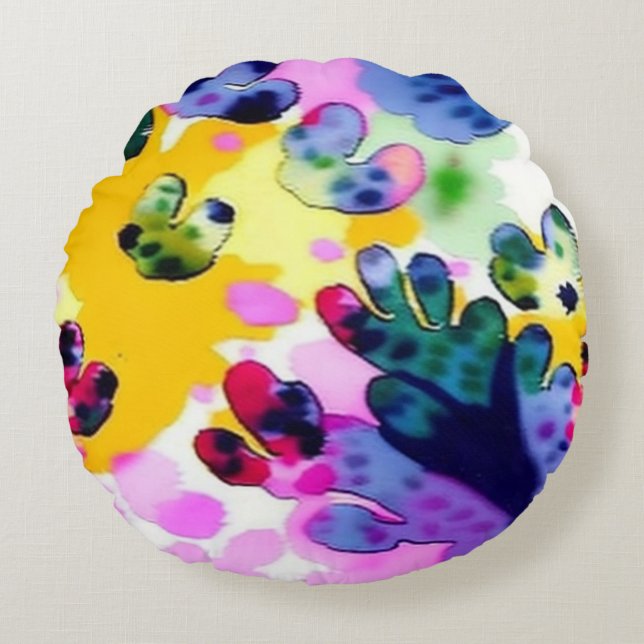 Colorful vivid design  round pillow (Front)