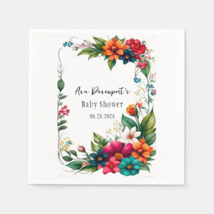 Colorful Vivid Florals Baby In Bloom Shower Napkins