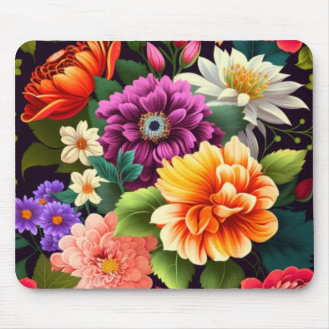 Colorful vivid flowers mouse pad (Front)