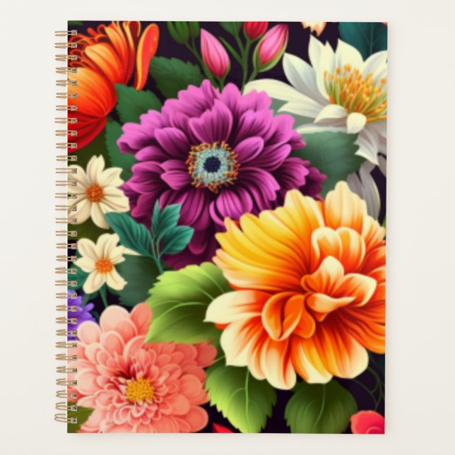 Colorful vivid flowers planner (Front)