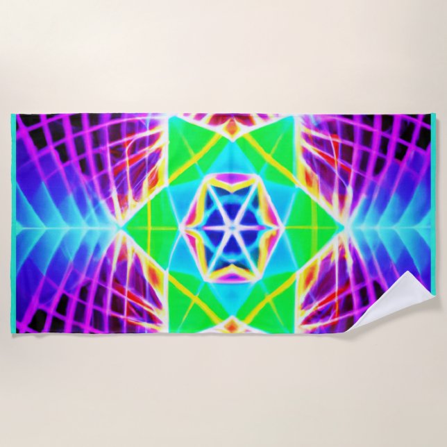 Colorful Vivid Pattern Beach Towel (Front)