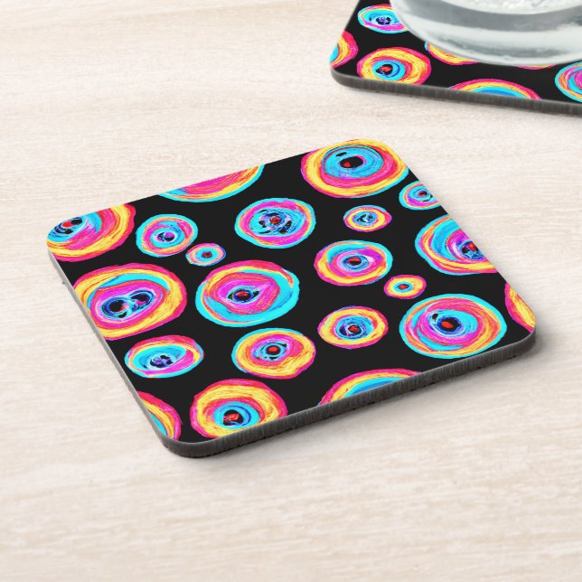 Colorful Vivid Pattern Design Beverage Coaster (Left Side)