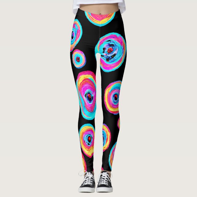 Colorful Vivid Pattern Design Leggings (Front)