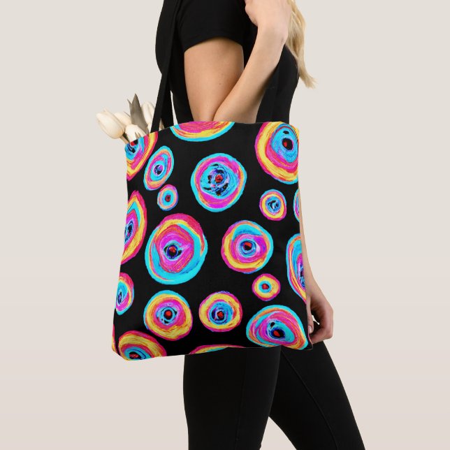 Colorful Vivid Pattern Design Tote Bag (Close Up)