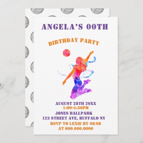 Colorful Volleyball Birthday Party Invites