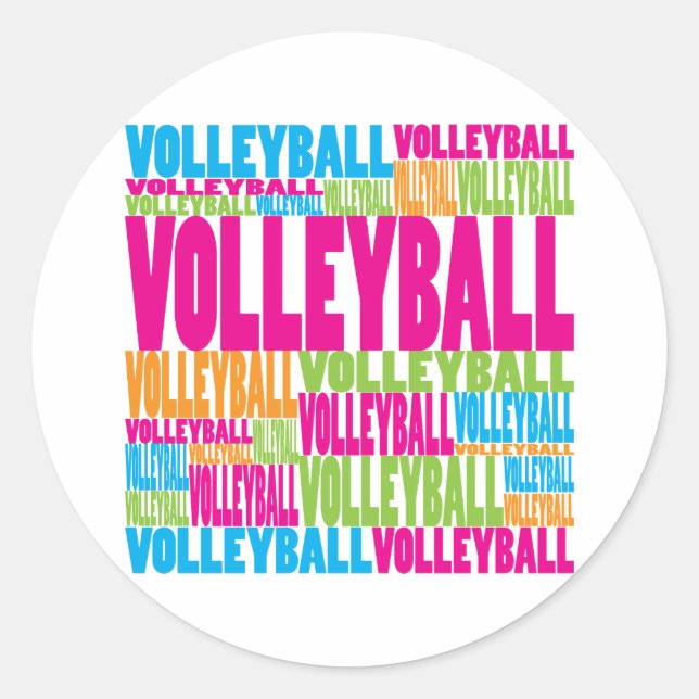 Colorful Volleyball Classic Round Sticker (Front)